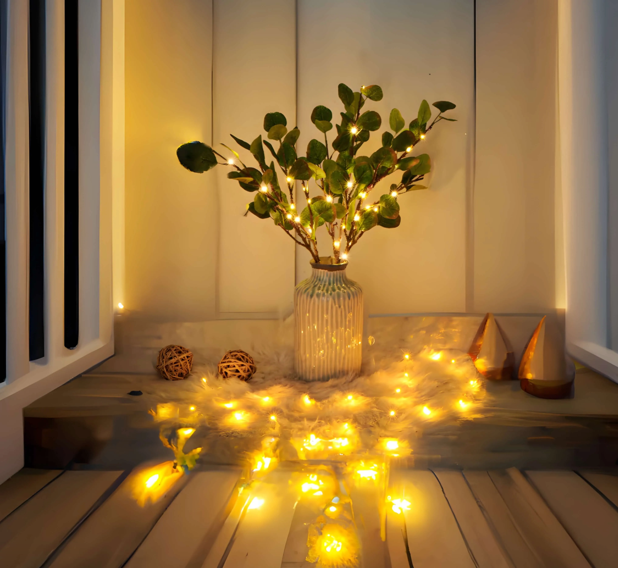 Fairy light olive branch - Enchanting fairy light chain in olive branch design