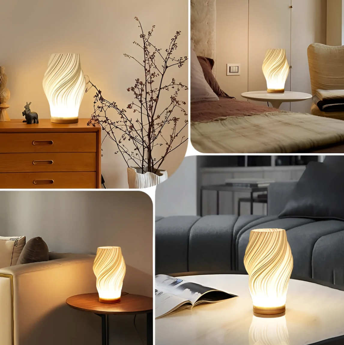 Dimmable Modern Cream-Colored 3D Wave Lamp
