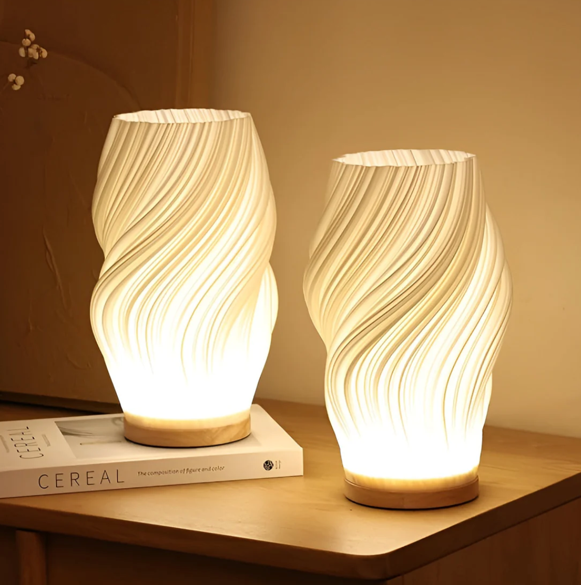 Dimmable Modern Cream-Colored 3D Wave Lamp