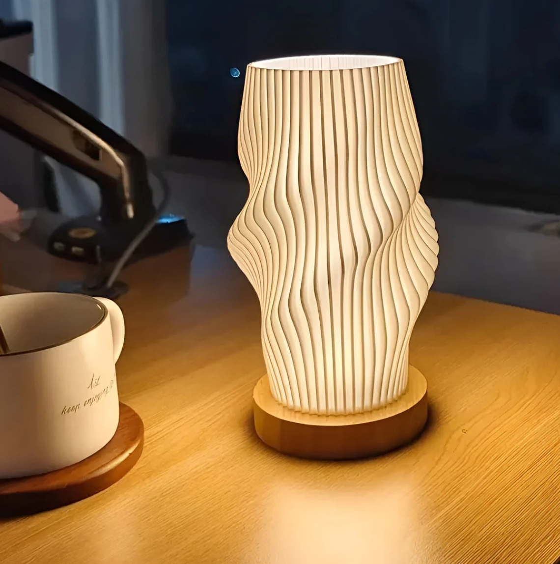 Dimmable Modern Cream-Colored 3D Wave Lamp