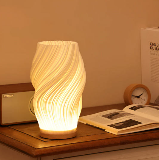 Dimmable Modern Cream-Colored 3D Wave Lamp