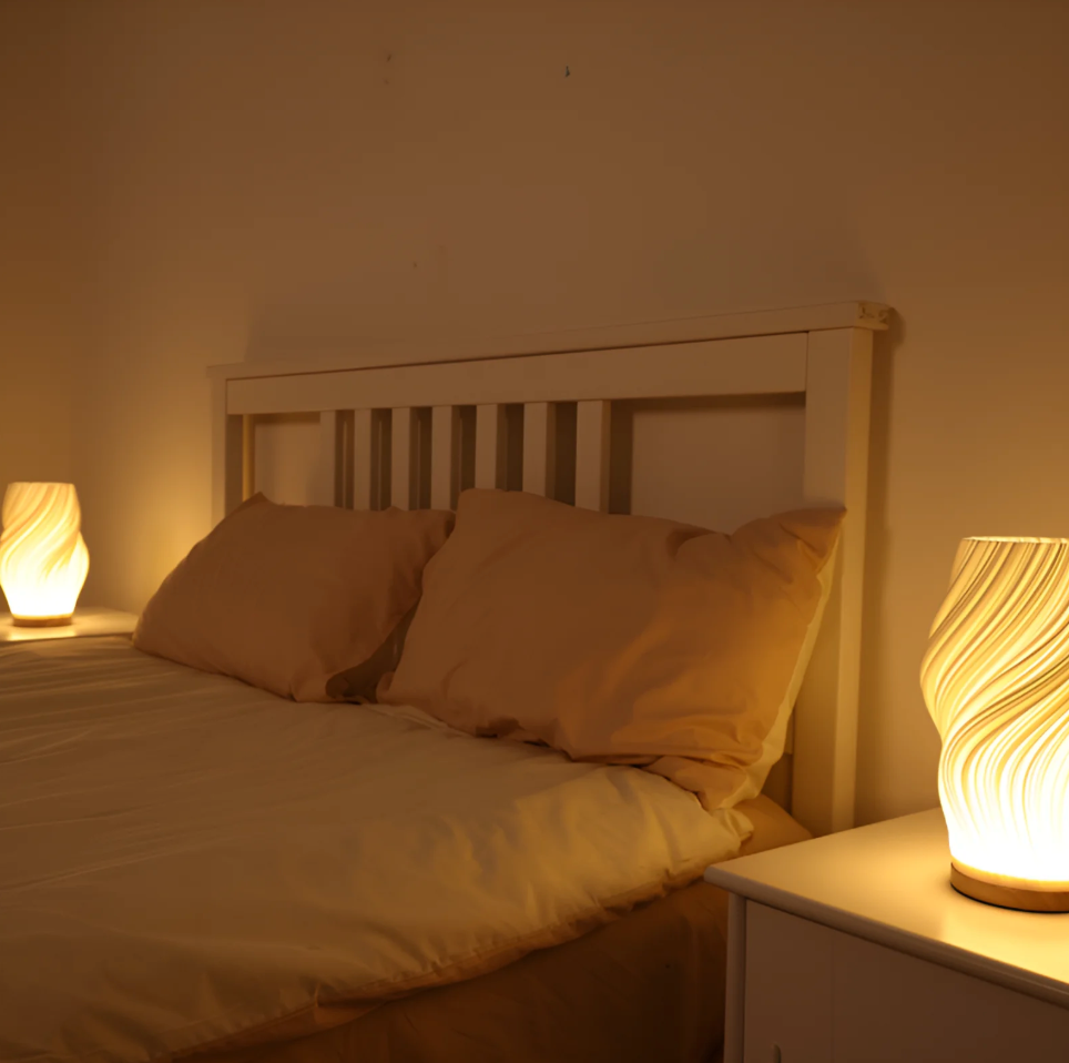 Dimmable Modern Cream-Colored 3D Wave Lamp