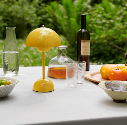 Cordless LED table lamp with unique retro umbrella design